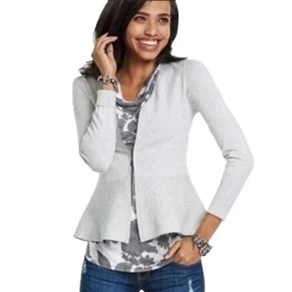 CAbi Sweaters - CABI Willow Peplum Cardigan Gray Size XS Style 3005 EUC
